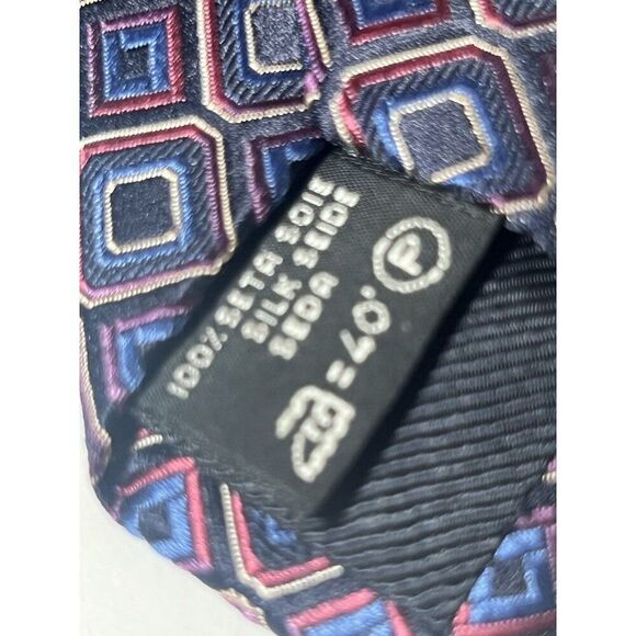 Ermenegildo Zegna Mens Neck Tie Silk Purple Blue Black - Picture 3 of 6